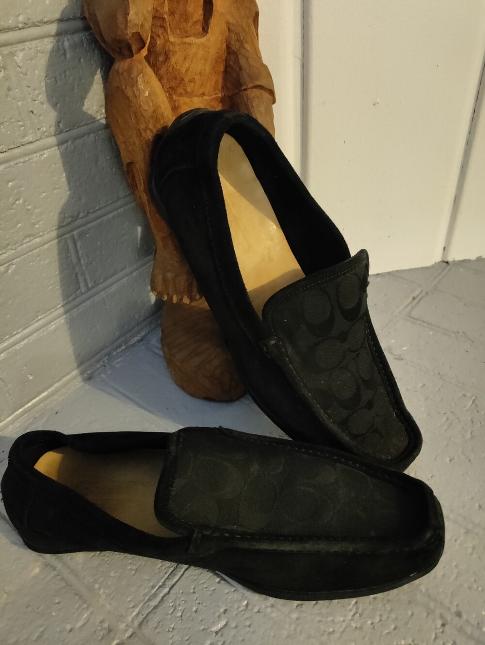 Coach Alec Men's Signature Suede Loafers Black Slip On Shoes Size 10.5 D
